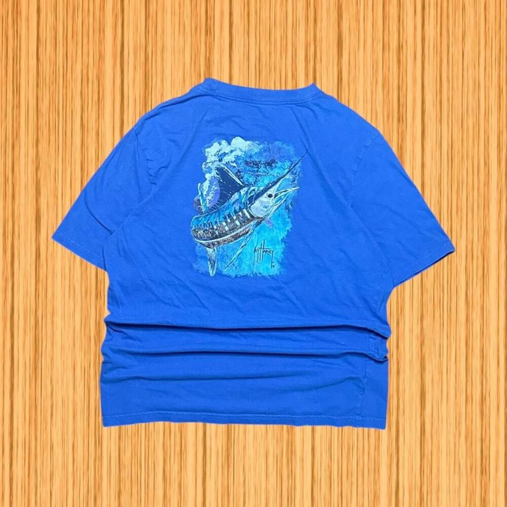 Guy Harvey Front Back Blue Marlin Fishing Graphic T-Shirt